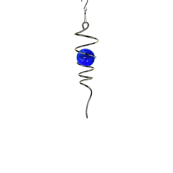 FONMY Blue Glass Ball Spiral Tail Wind Spinner