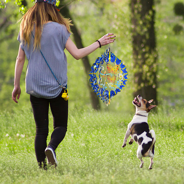 FONMY Wind Spinner Multi Blue Color Twins Butterfly